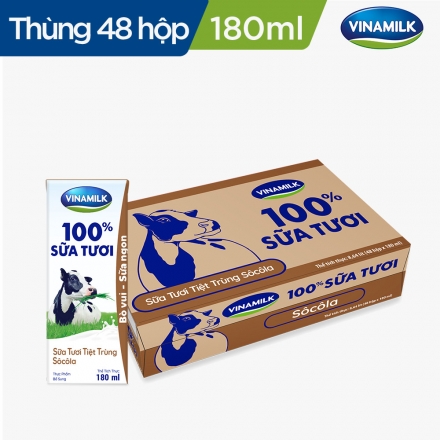 Sữa tươi tiệt trùng Vinamilk 100% 180ml (Thùng 48 hộp)